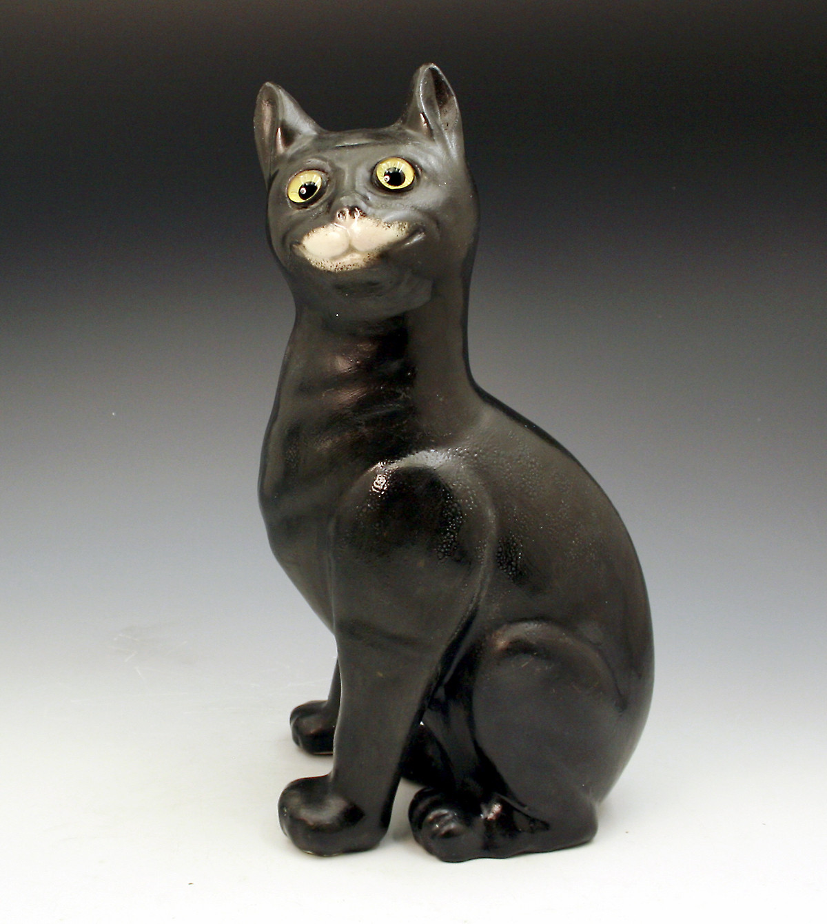 Galle signed glass eyed black cat figure Nancy France