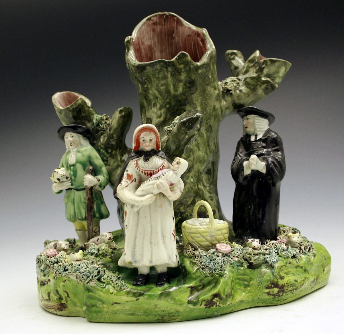 ANTIQUE ENGLISH STAFFORDSHIRE POTTERY FIGURE OF A PIG TITHE GROUP