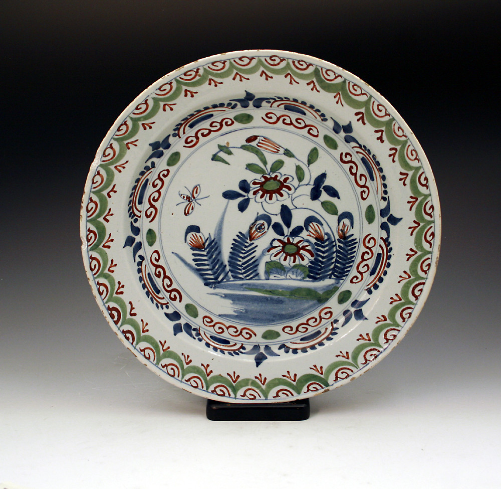 18thC. ENGLISH DELFTWARE POTTERY CHARGER BRISTOL POTTERY C1750