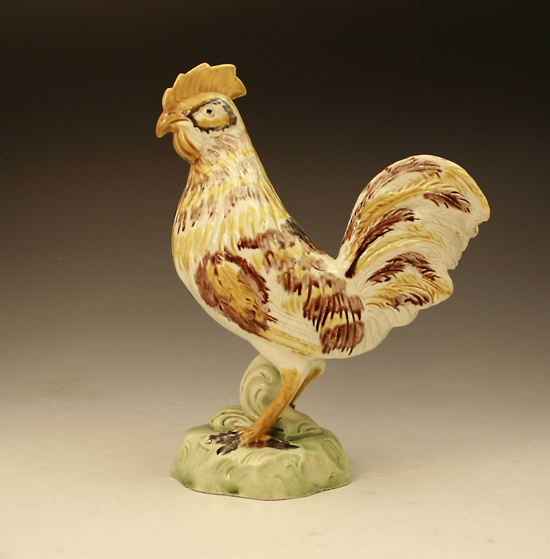 Staffordshire pottery figure of a rooster in Pratt colours late 18th century