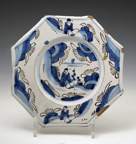 Early English pottery delftware plate London late 17th century period.