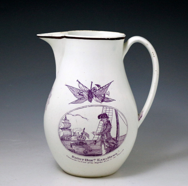 Antique English pearlware pottery commemorative of  Earl Howe late 18th century antique period.