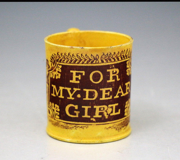 Canary Yellow Staffordshire pottery mug 