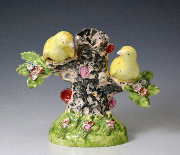 Staffordshire figure with two birds in tree pearlware glaze 