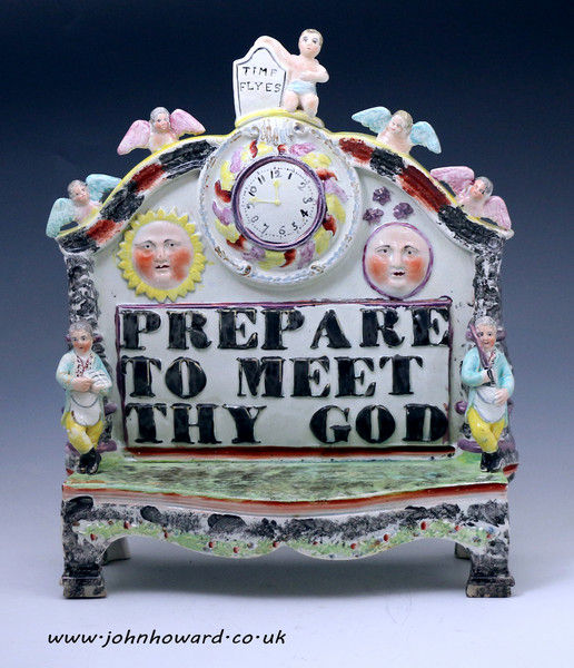 English pottery Staffordshire figure group Titled Prepare to meet thy God. Early 19th century