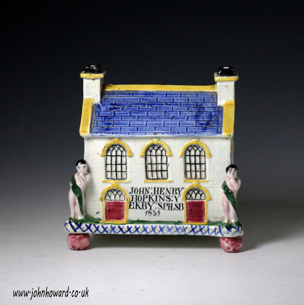 Antique English pottery Weslyian Chapel Money Bank dated 1839, Yorkshire