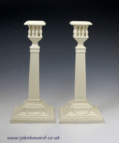 English creamware pottery candlesticks late 18th century