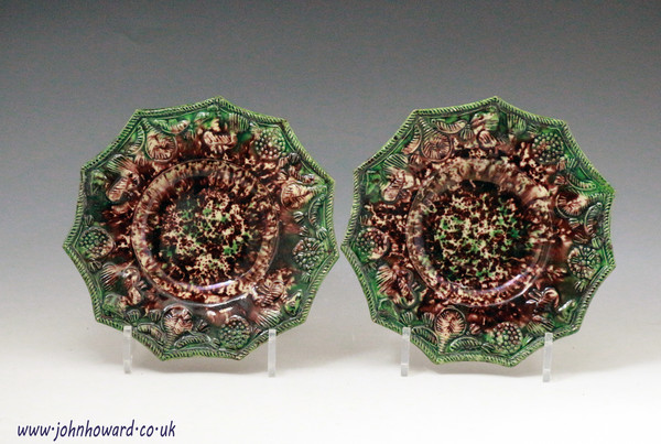 Antique English pottery Thomas Whieldon type dishes, Staffordshire 18th century