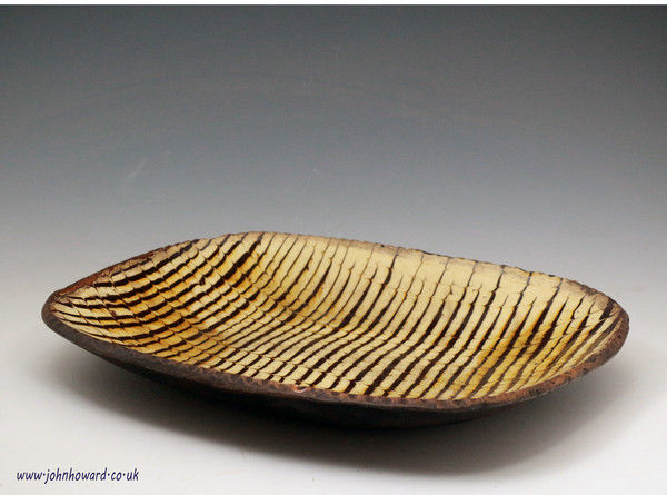English slipware earthenware loaf baking dish comb decorated antique period circa 1800