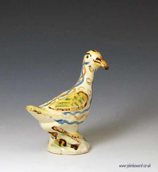 Antique pottery Prattware figure of a duck  English circa 1800