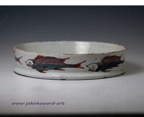 Antique English delftware pottery char dish mid 18th century