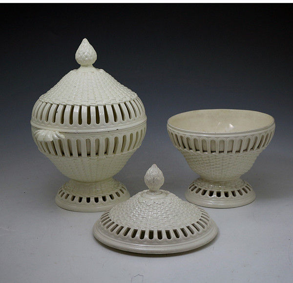 Antique English creamware pottery comports late 18th century