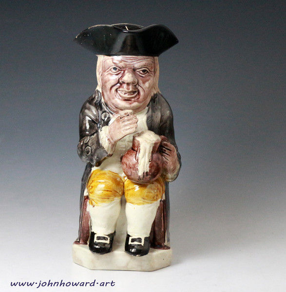 Antique English pottery Toby Jug Ralph Wood Staffordshire circa 1780 period.