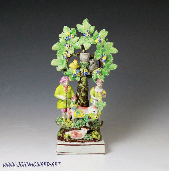 Antique Staffordshire pearlware pottery bocage group