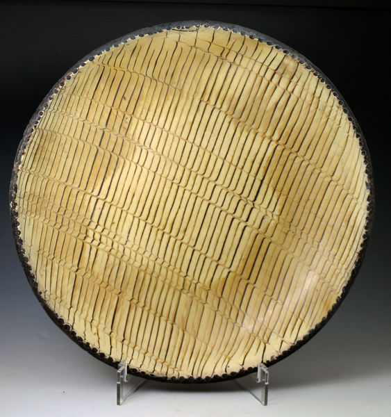 Slipware circular comb decorated dish  18th century English pottery