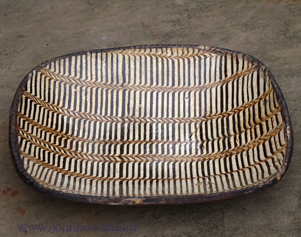Slipware  earthenware dish comb decorated English late 18th century antique period.