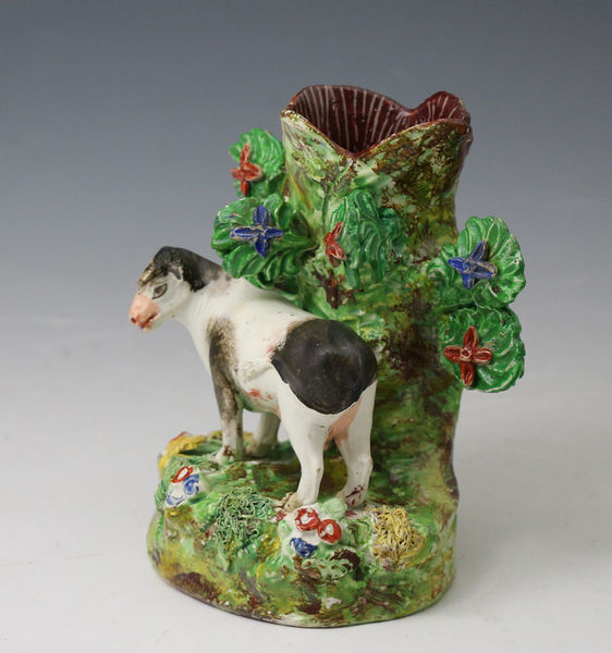Staffordshire pottery  bocage tree trunk figure of a cow, early 19th century period England