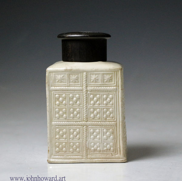 Salt- glaze stoneware tea caddy. Staffordshire England mid 18th century.