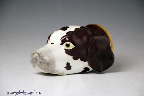 Antique Hound Head Stirrup cup Staffordshire England circa 1835