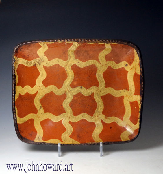 English earthenware slipware baking loaf dish antique period  late 18th century