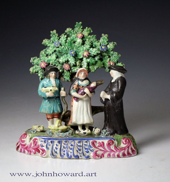 Staffordshire pottery tithe pig figure group made in England antique period circa 1820