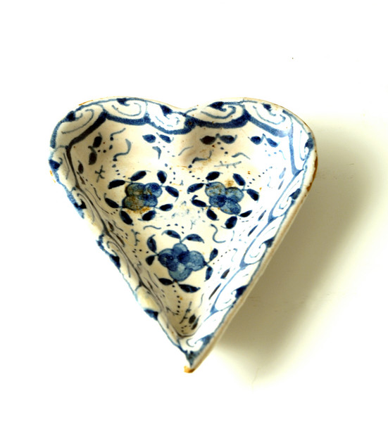 English delftware heart shaped dish London c1735