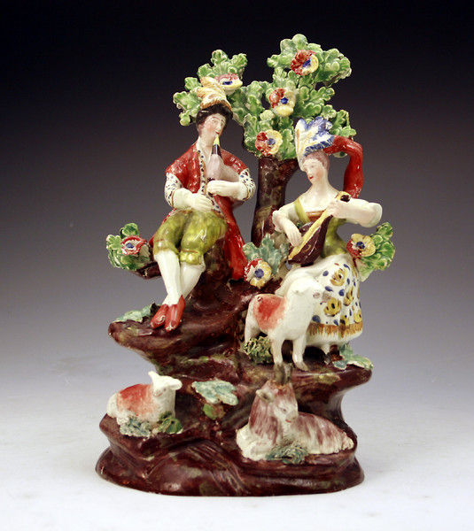 STAFFORDSHIRE FIGURE GROUP OF MUSICAL SHEPHERDS