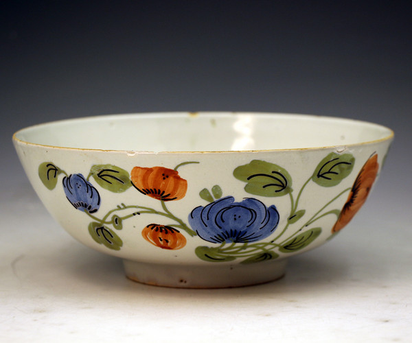 ANTIQUE 18TH CENTURY ENGLISH DELFTWARE BOWL LIVERPOOL POTTERY