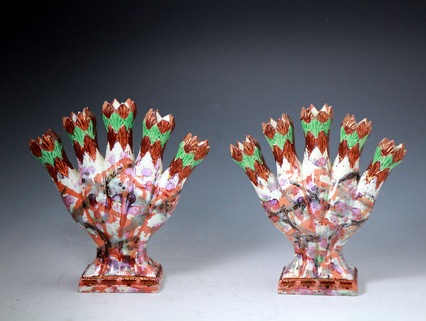 ANTIQUE ENGLISH POTTERY PINK LUSTER QUINTELS