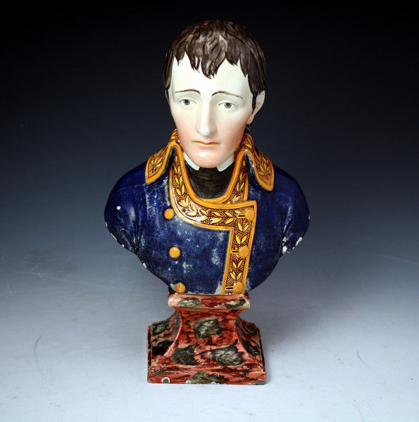Antique English Staffordshire pottery pearlware figure bust of Napleon