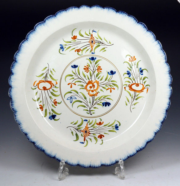 Yorkshire pottery pratt coloured platter with feather edge c1810