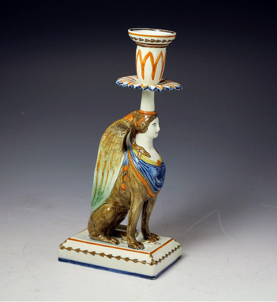 Antique English earthenware  Prattware pottery  figure of a Harpy circa 1800