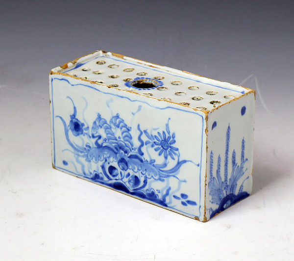 Antique period English pottery delftware flower brick early 18th century