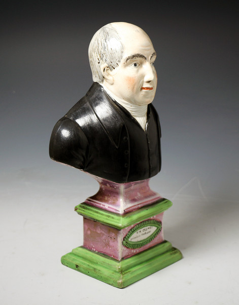 Staffordshire figure bust of Clowes the Primitive Methodist preacher c1825