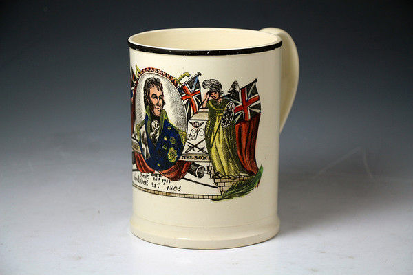 Admiral Nelson Commemorative tankard English Creamware pottery 1805