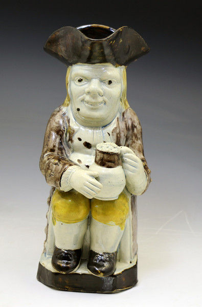 Antique pottery Toby Jug known as the long face man. c1790/1800