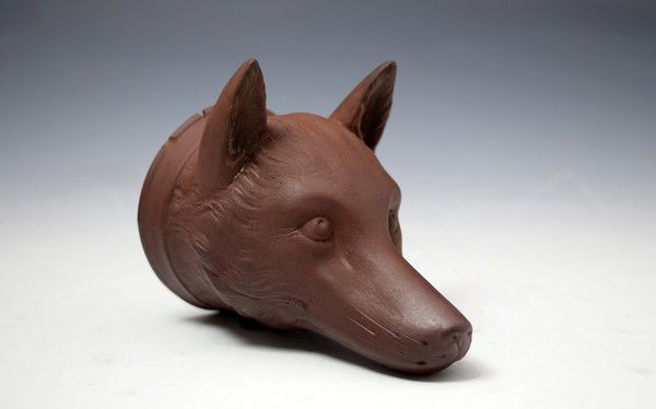 Staffordshire redware earthenware pottery fox head stirrup cup circa 1790