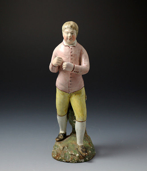 Antique English pottery Staffordshire figure of a boxer early 19th century period