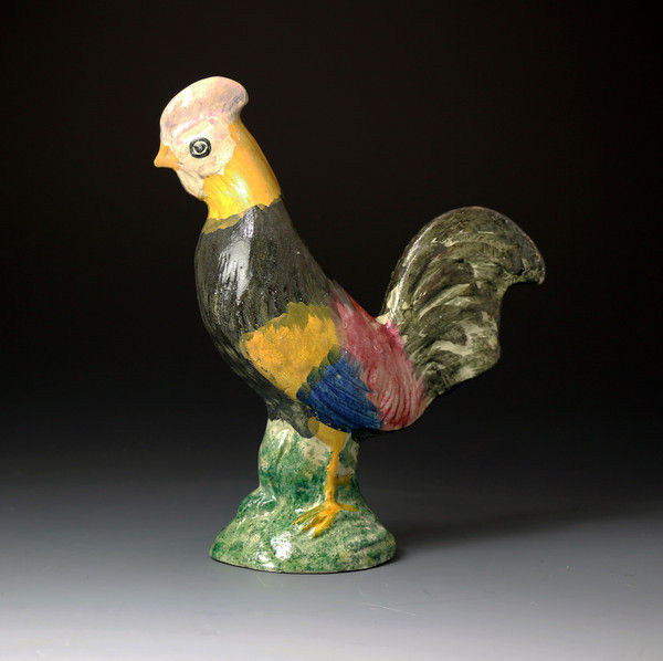 Antique Scottish pottery figure of a rooster early 19th century