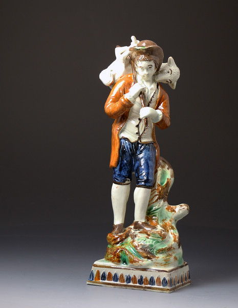 Antique English pottery Prattware figure of 