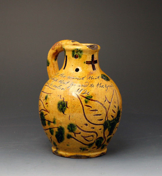 Antique Donyatt Pottery puzzle jug early 19th century Devon England