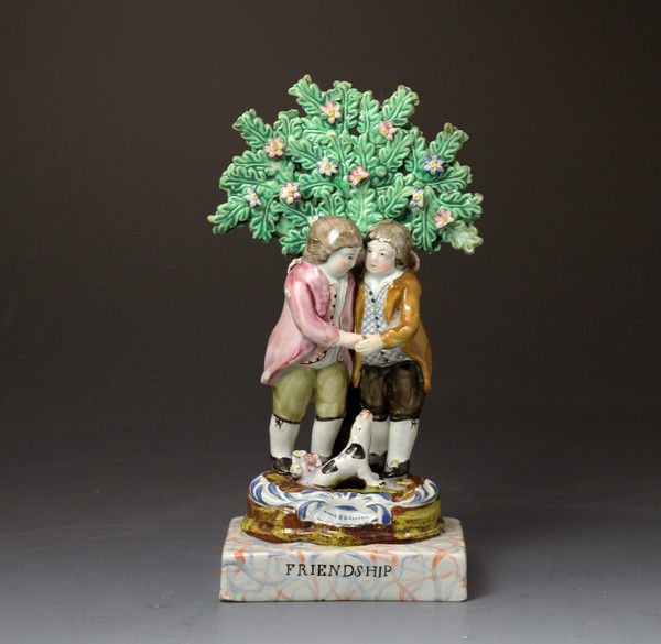 Antique English Staffordshire pottery pearlware bocage figure 