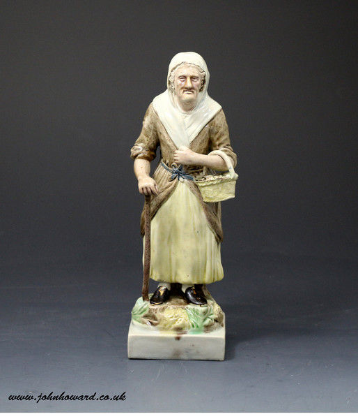 Antique Staffordshire pottery figure of an old lady by Ralph Wood late 18th century