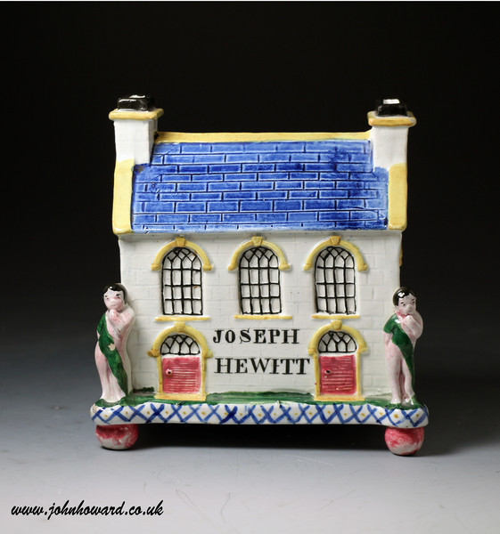 Antique  pottery Wesleyian Chapel money box or  bank, Mexborough pottery Yorkshire