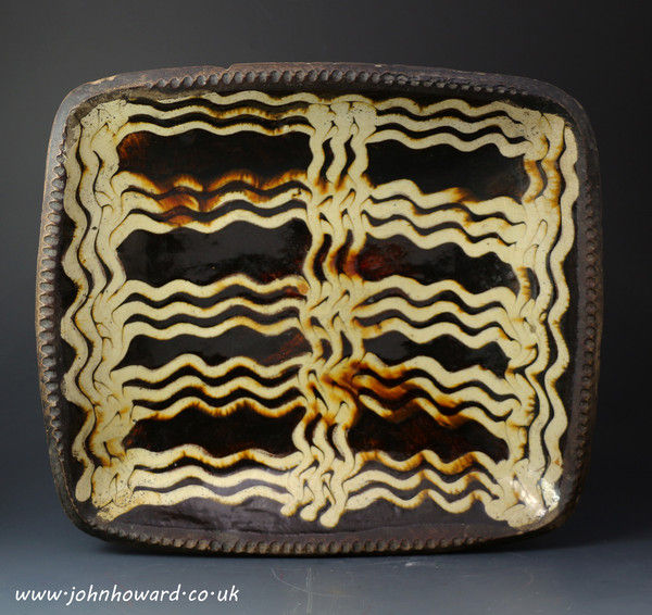 English Staffordshire earthenware slip decorated baking loaf dish late 18th century