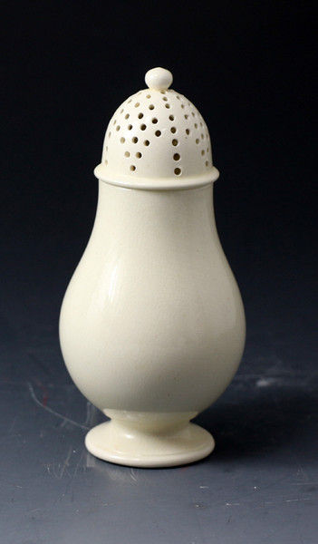 Antique pottery creamware shaker, plain undecorated classic style late 18th century