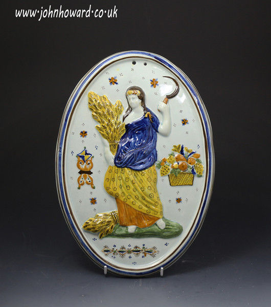 Antique English Pratt Ware pottery plaque 