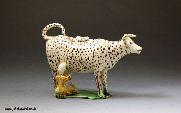 Antique English pottery figure of a cow in the form of a creamer late 18th century