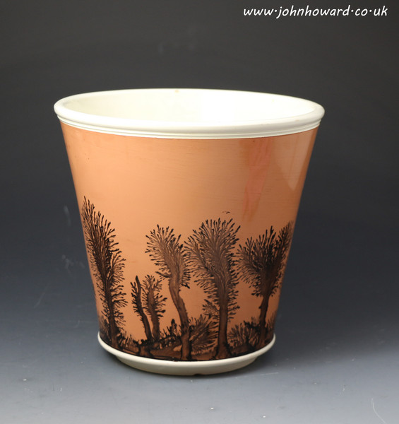 Antique pottery  creamware mochaware jardiniere early 19th century English or French