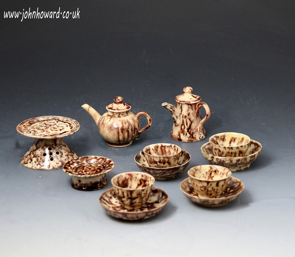 Staffordshire pottery miniature nursery tea-set Whieldon type antique period 18th century.